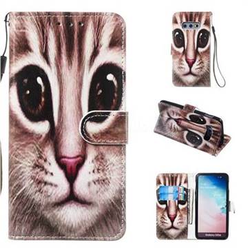 Coffe Cat Smooth Leather Phone Wallet Case for Samsung Galaxy S10e (5.8 inch)