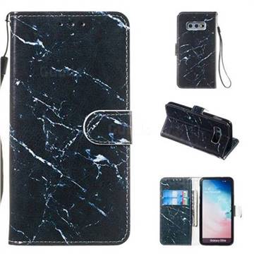 Black Marble Smooth Leather Phone Wallet Case for Samsung Galaxy S10e (5.8 inch)