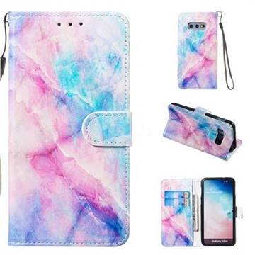 Blue Pink Marble Smooth Leather Phone Wallet Case for Samsung Galaxy S10e (5.8 inch)