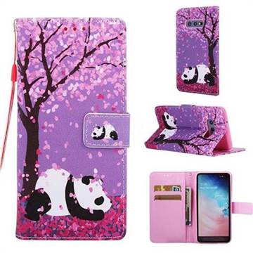 Cherry Blossom Panda Matte Leather Wallet Phone Case for Samsung Galaxy S10e (5.8 inch)