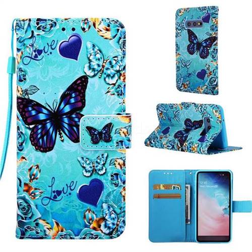 Love Butterfly Matte Leather Wallet Phone Case for Samsung Galaxy S10e (5.8 inch)