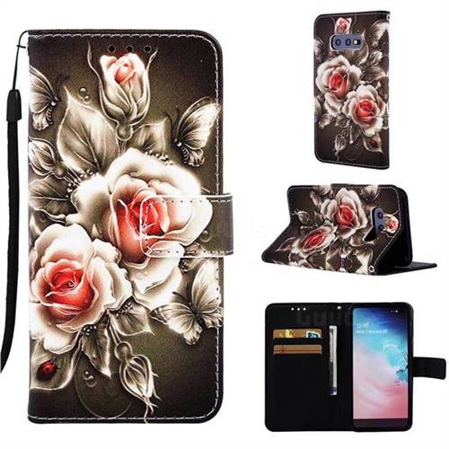 Black Rose Matte Leather Wallet Phone Case for Samsung Galaxy S10e (5.8 inch)