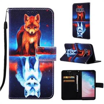 Water Fox Matte Leather Wallet Phone Case for Samsung Galaxy S10e (5.8 inch)