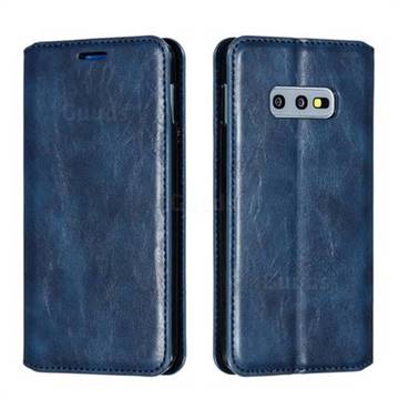 Retro Slim Magnetic Crazy Horse PU Leather Wallet Case for Samsung Galaxy S10e (5.8 inch) - Blue