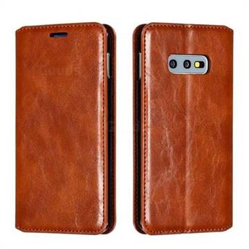 Retro Slim Magnetic Crazy Horse PU Leather Wallet Case for Samsung Galaxy S10e (5.8 inch) - Brown