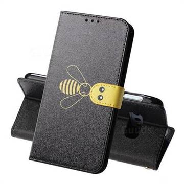 Silk Texture Bee Pattern Leather Phone Case for Samsung Galaxy S10e (5.8 inch) - Black