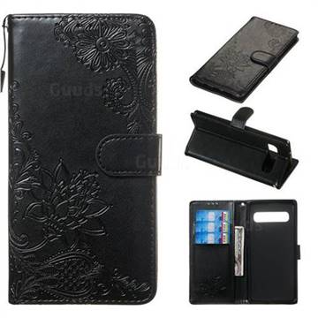 Intricate Embossing Lotus Mandala Flower Leather Wallet Case for Samsung Galaxy S10e (5.8 inch) - Black