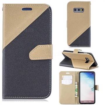 Dual Color Gold-Sand Leather Wallet Case for Samsung Galaxy S10e (5.8 inch) (Black / Champagne )