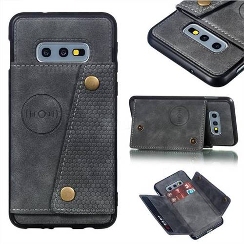 Retro Multifunction Card Slots Stand Leather Coated Phone Back Cover for Samsung Galaxy S10e (5.8 inch) - Gray