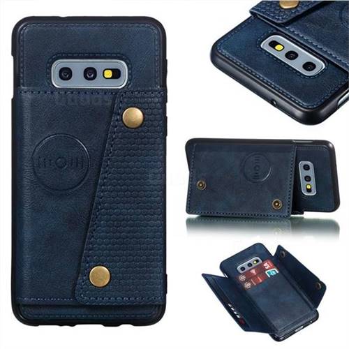 Retro Multifunction Card Slots Stand Leather Coated Phone Back Cover for Samsung Galaxy S10e (5.8 inch) - Blue
