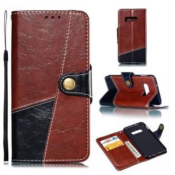 Retro Magnetic Stitching Wallet Flip Cover for Samsung Galaxy S10e (5.8 inch) - Dark Red