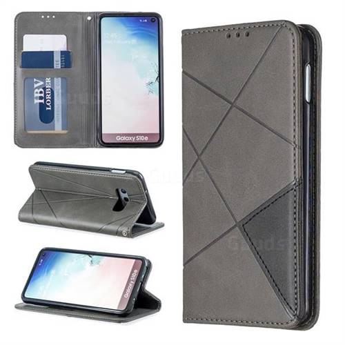 Prismatic Slim Magnetic Sucking Stitching Wallet Flip Cover for Samsung Galaxy S10e (5.8 inch) - Gray