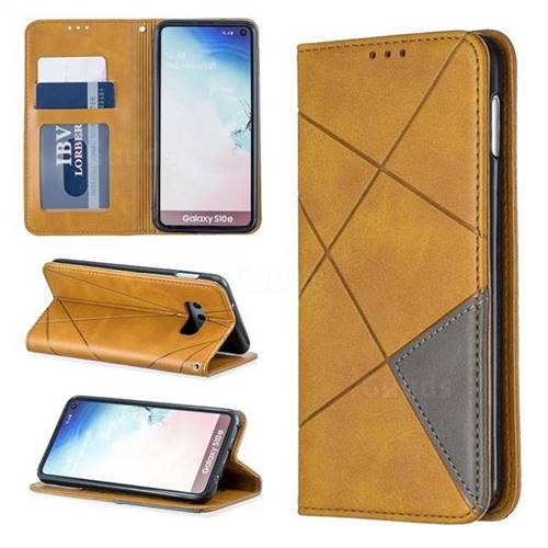 Prismatic Slim Magnetic Sucking Stitching Wallet Flip Cover for Samsung Galaxy S10e (5.8 inch) - Yellow