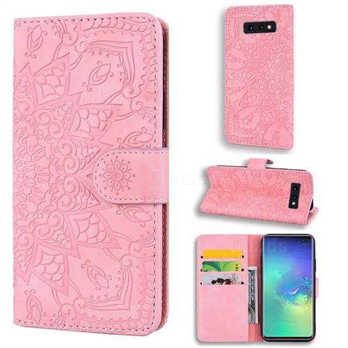 Retro Embossing Mandala Flower Leather Wallet Case for Samsung Galaxy S10e (5.8 inch) - Pink