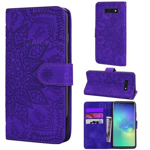 Retro Embossing Mandala Flower Leather Wallet Case for Samsung Galaxy S10e (5.8 inch) - Purple