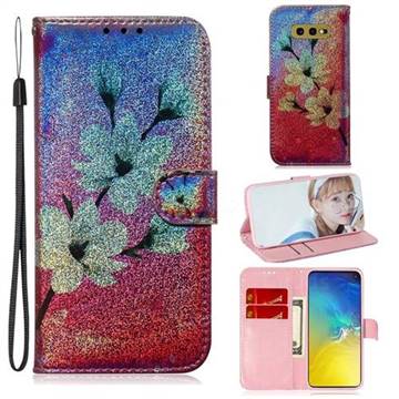Magnolia Laser Shining Leather Wallet Phone Case for Samsung Galaxy S10e (5.8 inch)