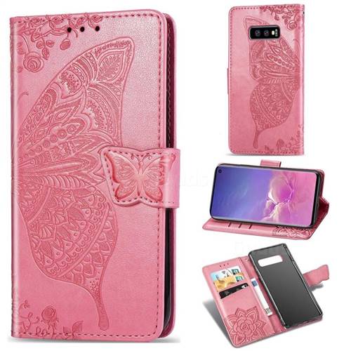 Embossing Mandala Flower Butterfly Leather Wallet Case for Samsung Galaxy S10e (5.8 inch) - Pink