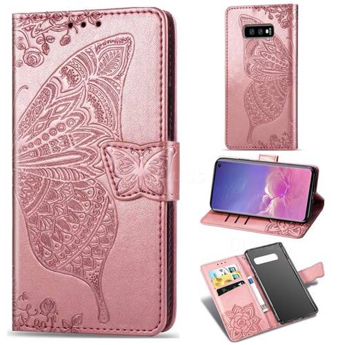 Embossing Mandala Flower Butterfly Leather Wallet Case for Samsung Galaxy S10e (5.8 inch) - Rose Gold