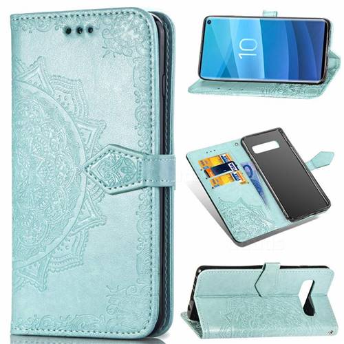 Embossing Imprint Mandala Flower Leather Wallet Case for Samsung Galaxy S10e (5.8 inch) - Green