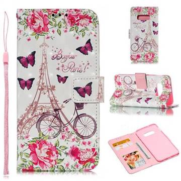 Bicycle Flower Tower 3D Painted Leather Phone Wallet Case for Samsung Galaxy S10e (5.8 inch)