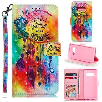 Flower Wind Chimes 3D Painted Leather Phone Wallet Case for Samsung Galaxy S10e (5.8 inch)