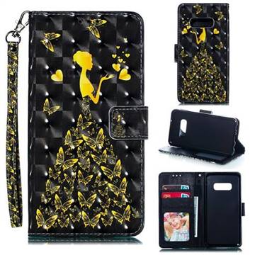 Golden Butterfly Girl 3D Painted Leather Phone Wallet Case for Samsung Galaxy S10e (5.8 inch)