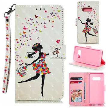 Flower Girl 3D Painted Leather Phone Wallet Case for Samsung Galaxy S10e (5.8 inch)