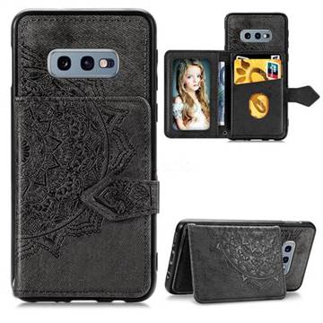 Mandala Flower Cloth Multifunction Stand Card Leather Phone Case for Samsung Galaxy S10e (5.8 inch) - Black