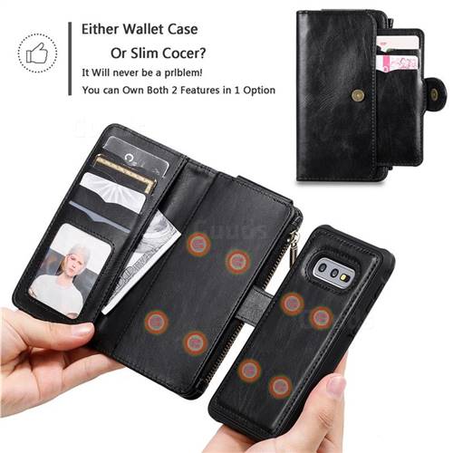 Retro Multifunction Zipper Magnetic Separable Leather Phone Case Cover ...