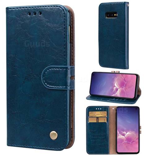 Luxury Retro Oil Wax PU Leather Wallet Phone Case for Samsung Galaxy S10e (5.8 inch) - Sapphire