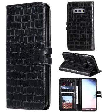 Luxury Crocodile Magnetic Leather Wallet Phone Case for Samsung Galaxy S10e (5.8 inch) - Black