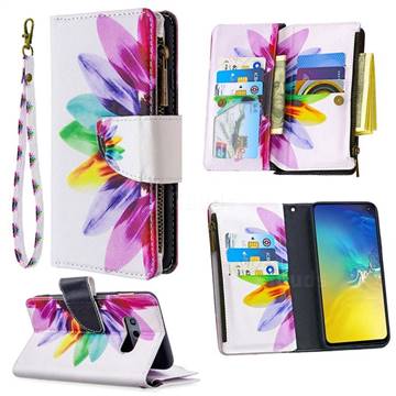 Seven-color Flowers Binfen Color BF03 Retro Zipper Leather Wallet Phone Case for Samsung Galaxy S10e (5.8 inch)