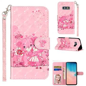 Pink Bear 3D Leather Phone Holster Wallet Case for Samsung Galaxy S10e (5.8 inch)