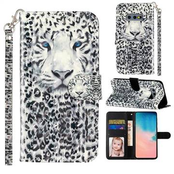 White Leopard 3D Leather Phone Holster Wallet Case for Samsung Galaxy S10e (5.8 inch)