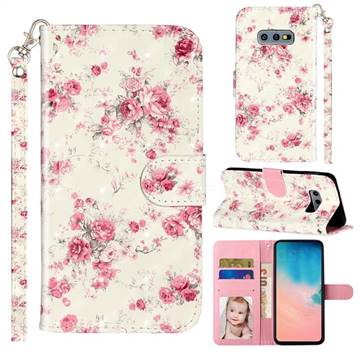 Rambler Rose Flower 3D Leather Phone Holster Wallet Case for Samsung Galaxy S10e (5.8 inch)