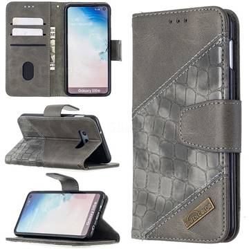BinfenColor BF04 Color Block Stitching Crocodile Leather Case Cover for Samsung Galaxy S10e (5.8 inch) - Gray