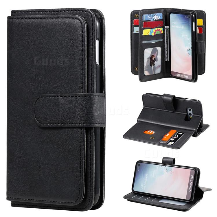 Multi-function Ten Card Slots and Photo Frame PU Leather Wallet Phone Case Cover for Samsung Galaxy S10e (5.8 inch) - Black