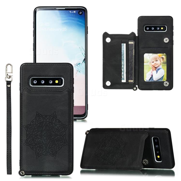 Luxury Mandala Multi-function Magnetic Card Slots Stand Leather Back Cover for Samsung Galaxy S10e (5.8 inch) - Black
