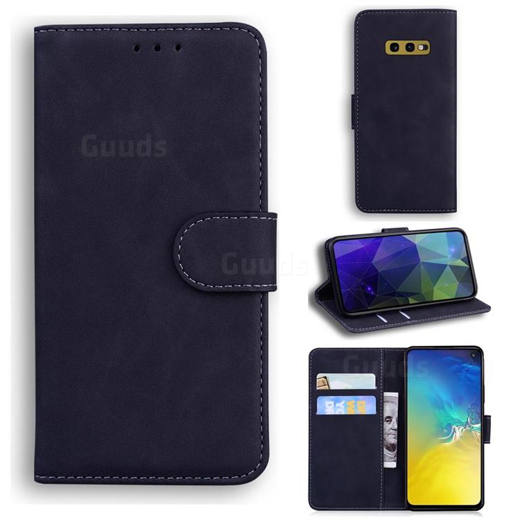 Retro Classic Skin Feel Leather Wallet Phone Case for Samsung Galaxy S10e (5.8 inch) - Black