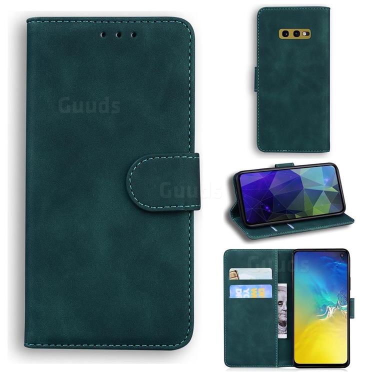 Retro Classic Skin Feel Leather Wallet Phone Case for Samsung Galaxy S10e (5.8 inch) - Green