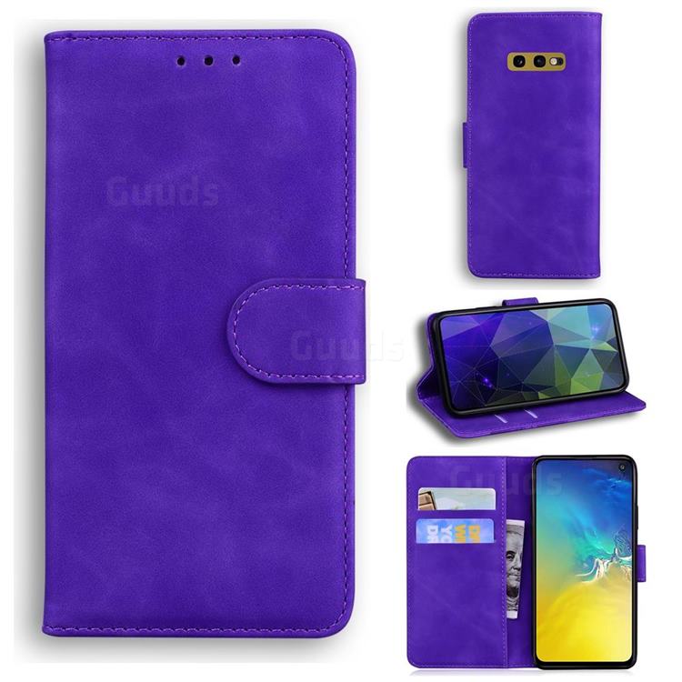 Retro Classic Skin Feel Leather Wallet Phone Case for Samsung Galaxy S10e (5.8 inch) - Purple