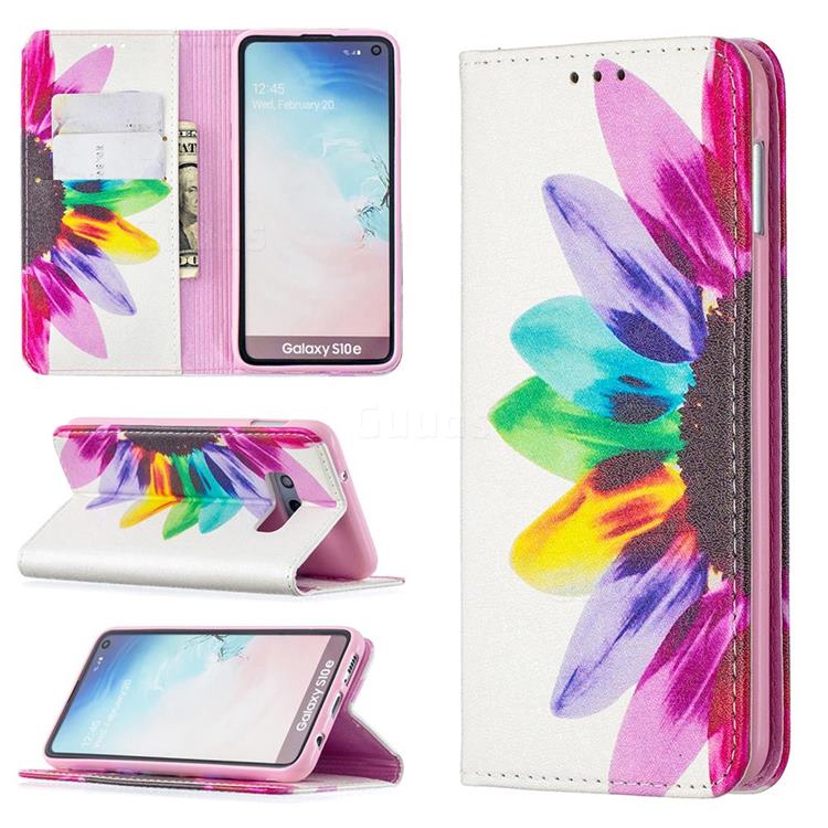 Sun Flower Slim Magnetic Attraction Wallet Flip Cover for Samsung Galaxy S10e (5.8 inch)