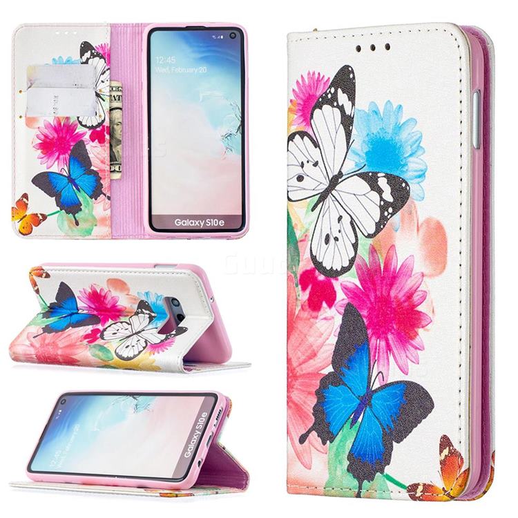 Flying Butterflies Slim Magnetic Attraction Wallet Flip Cover for Samsung Galaxy S10e (5.8 inch)