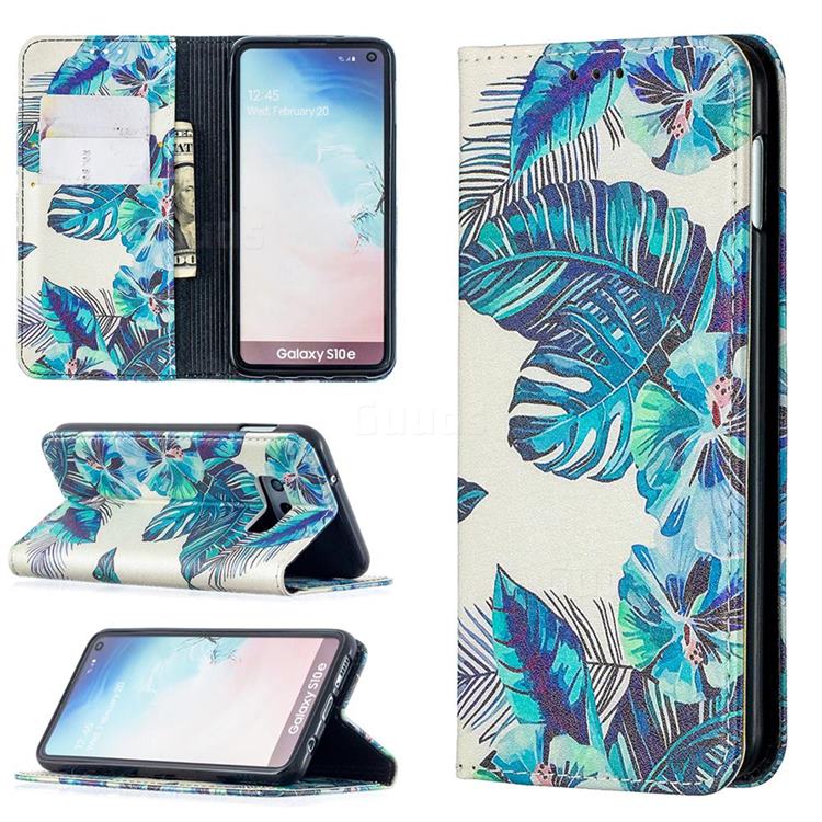 Blue Leaf Slim Magnetic Attraction Wallet Flip Cover for Samsung Galaxy S10e (5.8 inch)