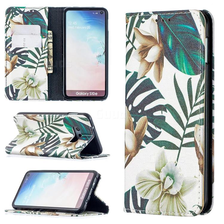 Flower Leaf Slim Magnetic Attraction Wallet Flip Cover for Samsung Galaxy S10e (5.8 inch)