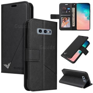 GQ.UTROBE Right Angle Silver Pendant Leather Wallet Phone Case for Samsung Galaxy S10e (5.8 inch) - Black