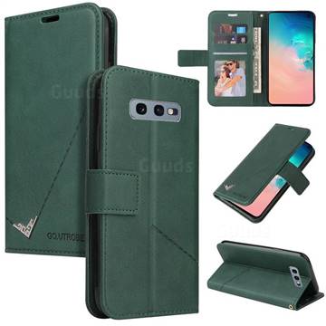 GQ.UTROBE Right Angle Silver Pendant Leather Wallet Phone Case for Samsung Galaxy S10e (5.8 inch) - Green
