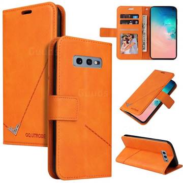 GQ.UTROBE Right Angle Silver Pendant Leather Wallet Phone Case for Samsung Galaxy S10e (5.8 inch) - Orange
