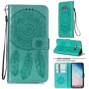 Embossing Dream Catcher Mandala Flower Leather Wallet Case for Samsung Galaxy S10e (5.8 inch) - Green