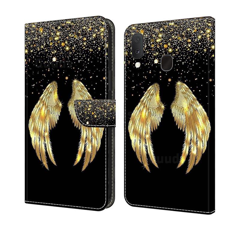 Golden Angel Wings Crystal PU Leather Protective Wallet Case Cover for Samsung Galaxy S10e (5.8 inch)